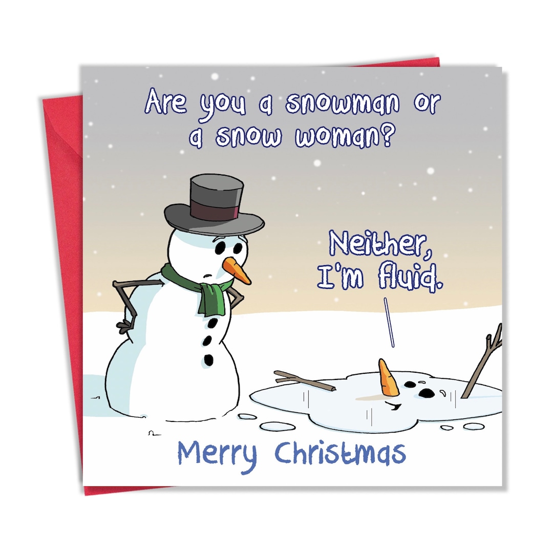 Funny Christmas Card Fluid Snowperson Merry Christmas Card Funny Xmas