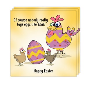 Lot de 3 cartes de Pâques amusantes - Motif poule de Pâques - Lot de 3 cartes de Pâques humoristiques - Lot de 3 cartes de Pâques - Cartes Joyeuses Pâques