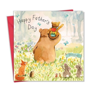 Carte de fête des pères Twizler - papa ours - carte de fête des pères de sa fille - carte de fête des pères de son fils