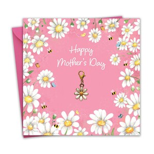 Muttertagskarte & Geschenk in einem mit abnehmbarem Gänseblümchen Anhänger - Happy Mothering Sonntag Karte für Mama Mama
