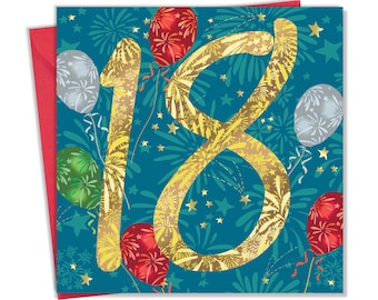 Happy 18th Birthday Card for Teenager - 18 Year Old Card - Age 18 Birthday Card - Unisex 18th Birthday Card Him Her Boy Girl Son Daughter