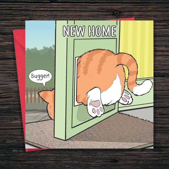 New Home Card Funny Cat Flap Funny New House Card Etsy