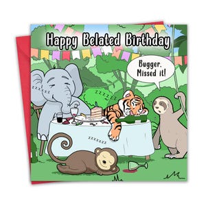 Divertente biglietto di auguri di compleanno in ritardo - Bradipo - Biglietto di auguri di compleanno in ritardo - Mi dispiace di averlo perso