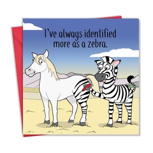 Biglietto divertente con cavallo zebra - Biglietto vuoto divertente per ogni occasione - Biglietto di compleanno divertente per uomini o donne - Biglietto di buon compleanno per lei o per lui