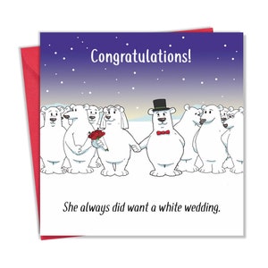 Cartão de casamento engraçado - Casamento branco - Cartões de casamento engraçados para noiva e noivo - Cartão engraçado para casamento - Cartão de casamento engraçado