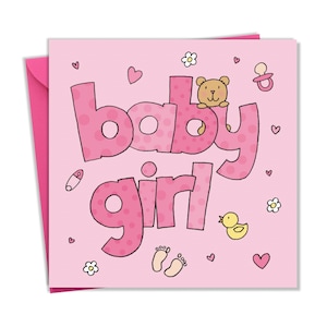 Nieuwe Baby Girl Card - Roze Baby Girl Card - Baby Shower Card - Nieuwe Mama Card - Nieuwe Papa Card - Gefeliciteerd Nieuwe Baby Card - Nieuwe Ouders Kaart