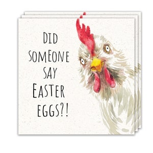 Lot de 3 cartes de Pâques amusantes - motif poule - emballage multiple de cartes de Pâques humour - lot de 3 cartes de Pâques - cartes Joyeuses Pâques