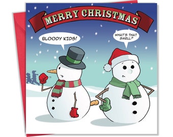 Funny Christmas Card with Snowmen - Funny Xmas Card - Rude Christmas Card - Merry Christmas Card – Funny Christmas Gift - Holiday Card