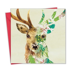 Carte de voeux cerf - intérieur vierge pour toutes les occasions - carte d'anniversaire animal pour homme ou femme - art animalier de la nature
