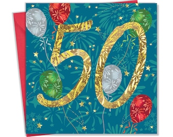 Carte de joyeux 50e anniversaire pour lui ou elle - Carte pour 50 ans - Carte pour un 50e anniversaire - Carte unisexe pour un ami, un enfant, une maman ou un papa - Étape importante