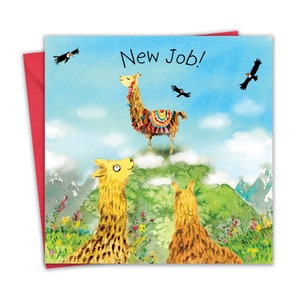 Nieuwe baankaart - slimme lama - veel succes met je nieuwe baankaart - gefeliciteerd met je nieuwe baankaart - kaart verlaten