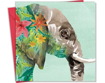 Elephant Greeting Card - Blank Inside for Any Occasion - Animal Birthday Card for Men or Women - Nature Wildlife Art