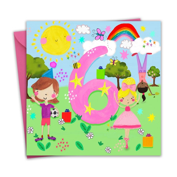 Tarjeta De Sexto Cumpleaños Para Niña, Tarjeta De 6º Cumpleaños Para