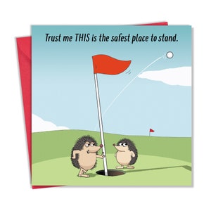 Tarjeta de golf divertida - Lugar seguro - Tarjeta en blanco - Tarjeta de cumpleaños divertida de golf para hombre o mujer - Tarjeta de aniversario de golf - Tarjeta de retiro de golf