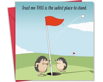 Funny Golf Card - Safest Place - Blank Card - Funny Golf Birthday Card for Men or Women - Golf Anniversary Card - Golf Retirement Card