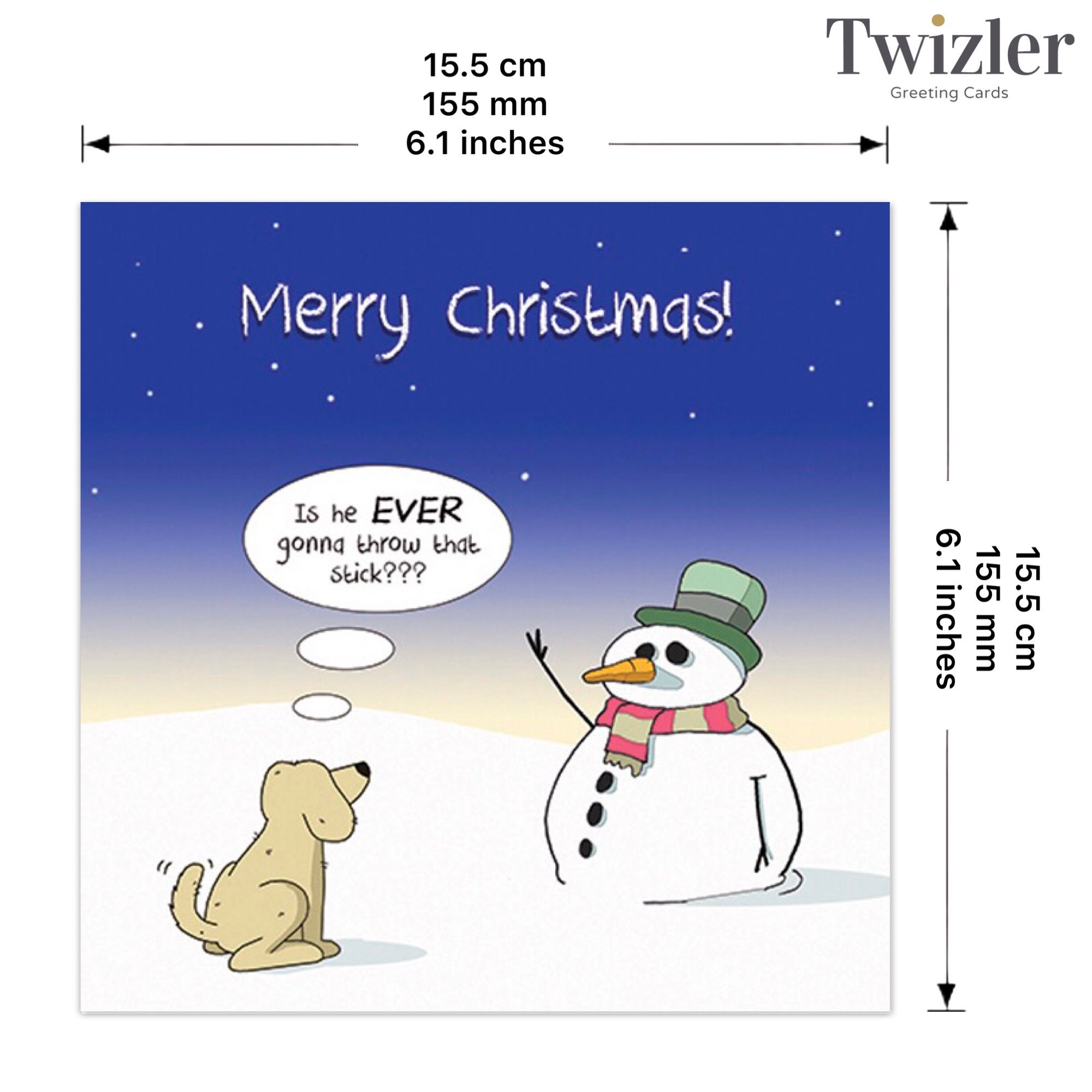 Funny Christmas Card With Dog & Snowman - Funny Xmas Card - Merry ...
