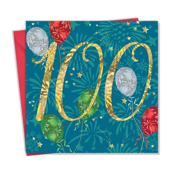 Happy 100th Birthday Card for Him Her - 100 Years Old Card - Age 100 Card - Unisex 100th Birthday Card Friend Milestone Grandad Nan Mum Dad