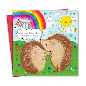Carte d'anniversaire pour enfants avec motif hérissons qui s'embrassent - Carte de joyeux anniversaire pour enfants - Carte d'anniversaire pour garçon ou fille