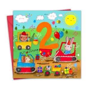 2.Geburtstagskarte für Jungen - Diggers - Alles Gute zum Geburtstag für Kinder im Alter von 2 Jahren