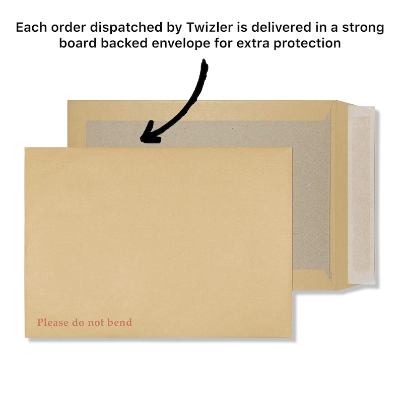May include: A brown cardboard envelope with a white label that says "Please do not bend". The envelope is sealed with a strip of tape.