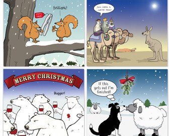 Pack Of 6 Funny Christmas Cards Pack. Xmas Multipack. Funny Cards   Golf Christmas Tree Design 38516 P