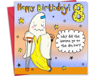 8th Birthday Card - Funny Joke Childrens Birthday Card - Age 8 Childrens Birthday Card for Boys & Girls - Kids Happy Birthday Card Age Eight
