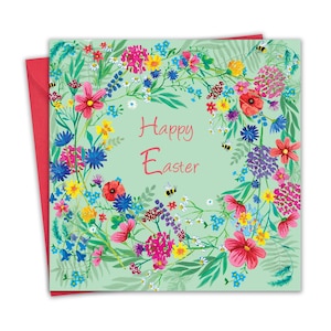 Carte de Pâques - Fleurs sauvages - Joyeuses Pâques cartes pour maman papa et grand-père - voeux floraux pour fils fille petit-fils petite-fille ami