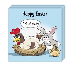 10er Pack Lustige Osterkarten - Hen & Bunny Design - Humor Osterkarten Multipack - 10er Pack Osterkarten - Frohe Ostern Karten