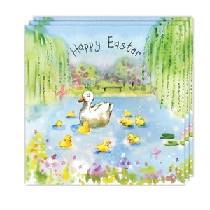 Lot de 3 cartes de Pâques - Motif canards - Lot de 3 jolies cartes de Pâques - Lot de 3 cartes de Pâques - Cartes Joyeuses Pâques