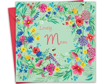 Mum Birthday Card - Wildflowers Floral - Happy Birthday Card for Mum or Mother - Mother's Day Card