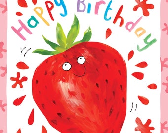 Girls Birthday Card With Cheeky Strawberry Design