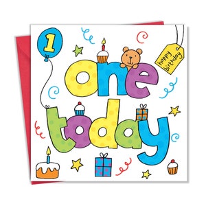 Carte de 1er anniversaire pour garçon ou fille - Carte de premier anniversaire fille ou garçon - Carte d'anniversaire pour garçons - Carte d'anniversaire pour filles - Carte d'anniversaire pour enfants de 1 an