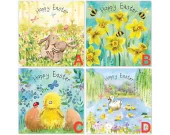 Easter Cards Pack of 6 - 6 Designs to Choose From - Cute Easter Cards Multipack - 6 Pack Easter Cards - Happy Easter Cards