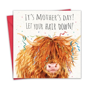 Funny Mother's Day Card for Mum - Highland Cow - Happy Mothers Day Card from Son or Daughter - Mothering Sunday Card - Mummy Mothersday Card