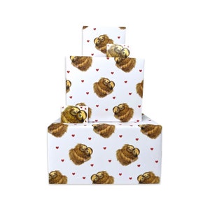 Carta da regalo a forma di cuore di bradipo, 2, 4 o 6 fogli ed etichette, fogli piegati 70 cm x 50 cm, confezione regalo carina per ogni occasione per uomo o donna