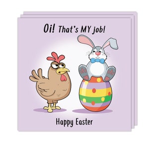 Lot de 3 cartes de Pâques amusantes - motif croix de poule - emballage multiple de cartes de Pâques humour - lot de 3 cartes de Pâques - cartes Joyeuses Pâques