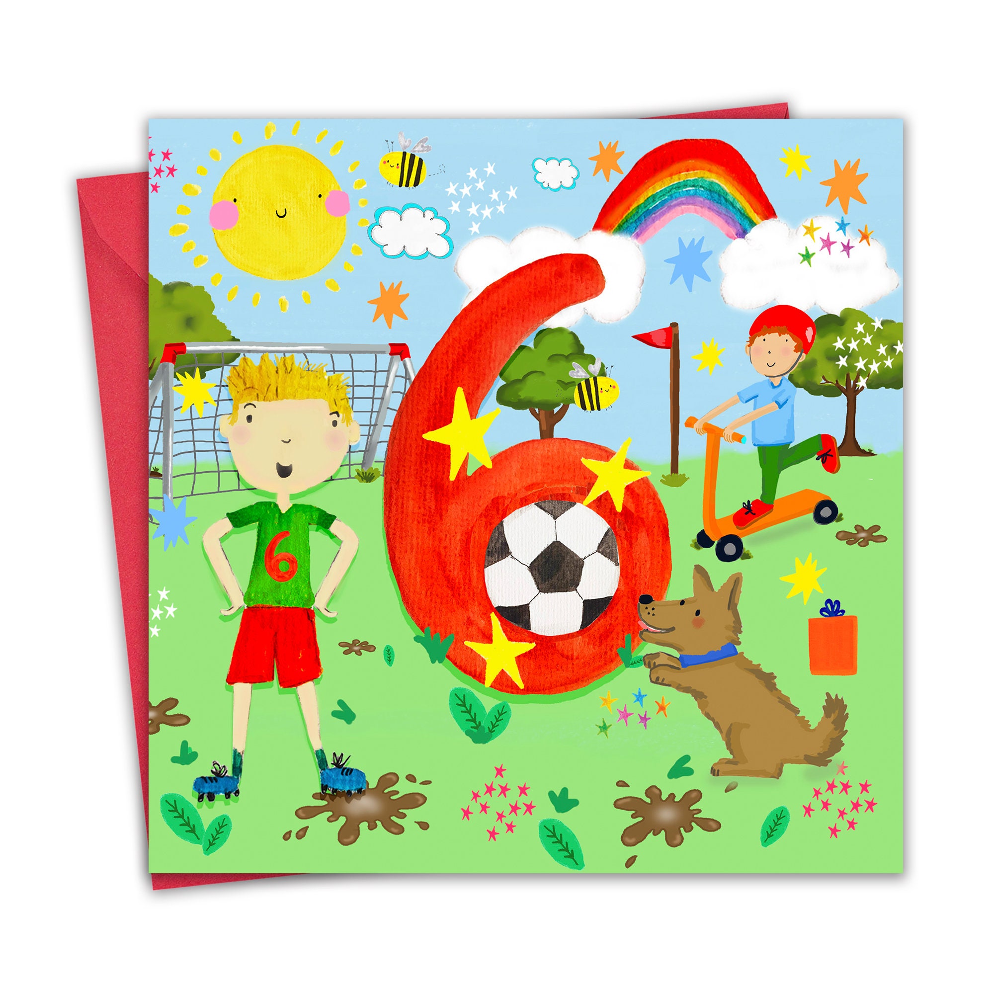 Tarjeta De Cumpleaños Para Niños De 6 Años - Fútbol - Tarjeta De Feliz Cumpleaños - Tarjeta De Cumpleaños Para Niños De 6 Años - Tarjeta De Cumpleaños Para Niños De 6 Años