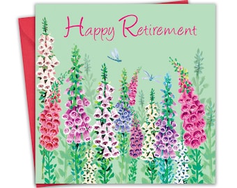 Retirement Card - Foxgloves Floral - On Your Happy Retirement Card for Women