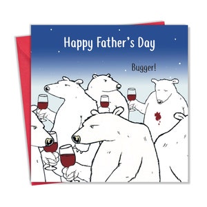 Tarjeta divertida del Día del Padre - Bugger Bear - Tarjeta divertida del Día del Padre - Tarjeta divertida del Día del Padre