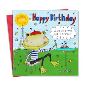 Carte d'anniversaire pour enfants avec motif grenouille - Blague amusante - Carte de joyeux anniversaire pour enfants - Carte d'anniversaire pour garçon ou fille