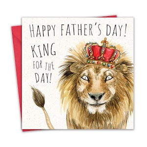Carte de fête des pères pour papa - Lion - carte de fête des pères heureuse de fils ou de fille - carte de fête des pères papa humour drôle