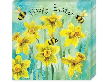 Pack of 10 Easter Cards - Daffodils Design - Cute Easter Cards Multipack - 10 Pack of Easter Cards - Happy Easter Cards