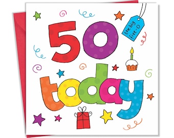 Carte d'anniversaire pour ses 50 ans - Carte pour un homme de 50 ans - Carte pour une femme de 50 ans - Carte pour un 50e anniversaire
