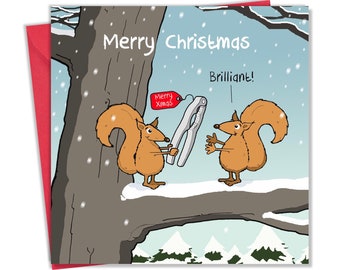 Funny Christmas Card with Squirrel Nutcracker - Funny Xmas Card - Merry Christmas Card – Funny Christmas Gift - Holiday Card - Humour Card