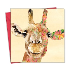 Tarjeta de felicitación de jirafa - Interior en blanco para cualquier ocasión - Tarjeta de cumpleaños de animales para hombres o mujeres - Arte de la vida silvestre de la naturaleza