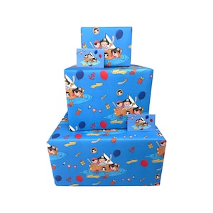 Carta da regalo per bambini - Pirati blu - 2, 4 o 6 fogli e etichette - Fogli piegati 70 cm x 50 cm - Simpatica carta da regalo di buon compleanno per bambini