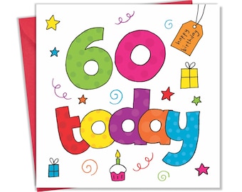 Cartão de aniversário de 60 anos para ele ou ela - Cartão de aniversário de sessenta anos para ela ou para ele - Cartão de aniversário de 60 anos para homens - Cartão de aniversário de 60 anos para mulheres - Cartão de aniversário de 60 anos