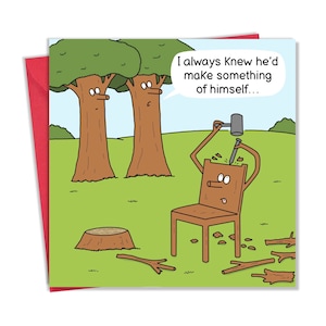 Biglietto divertente con albero ambizioso - Biglietto vuoto divertente - Biglietto di compleanno divertente per uomini o donne - Biglietto di buon compleanno per lei o per lui - Biglietto per un nuovo lavoro