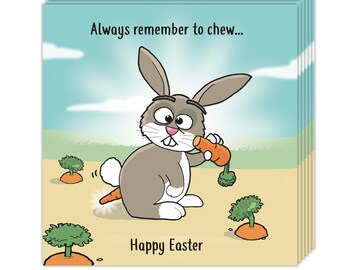 Pack of 10 Funny Easter Cards - Rabbit & Carrot Design - Humour Easter Cards Multipack - 10 Pack of Easter Cards - Happy Easter Cards