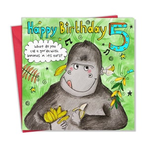 Cartão de 5º aniversário - Cartão de aniversário infantil engraçado - Cartão de aniversário infantil de 5 anos para meninos e meninas - Cartão de feliz aniversário para crianças de cinco anos